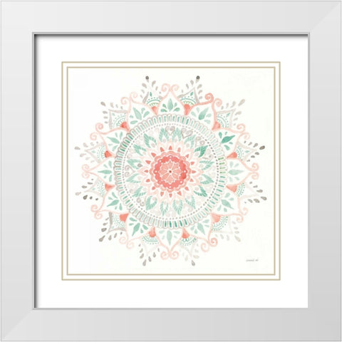 Mandala Delight I White Modern Wood Framed Art Print with Double Matting by Nai, Danhui