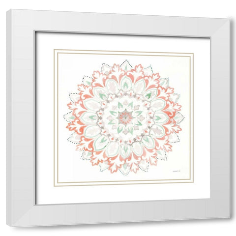 Mandala Delight II White Modern Wood Framed Art Print with Double Matting by Nai, Danhui