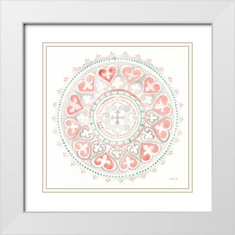 Mandala Delight III White Modern Wood Framed Art Print with Double Matting by Nai, Danhui