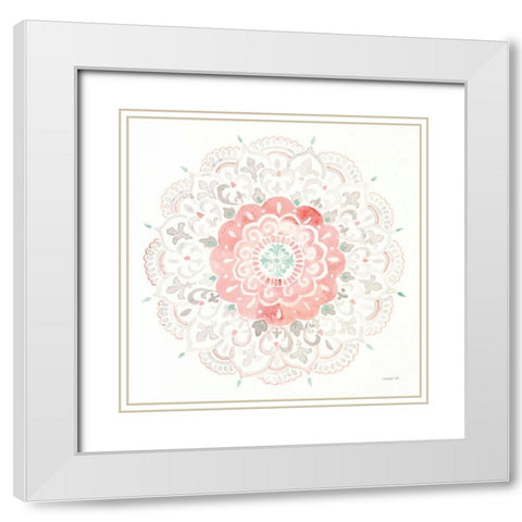 Mandala Delight IV White Modern Wood Framed Art Print with Double Matting by Nai, Danhui