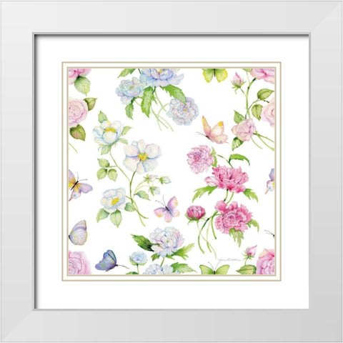 Floral Delight Pattern III White Modern Wood Framed Art Print with Double Matting by McKenna, Kathleen Parr