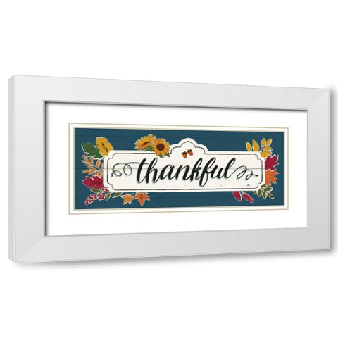 Thankful IV Blue White Modern Wood Framed Art Print with Double Matting by Penner, Janelle