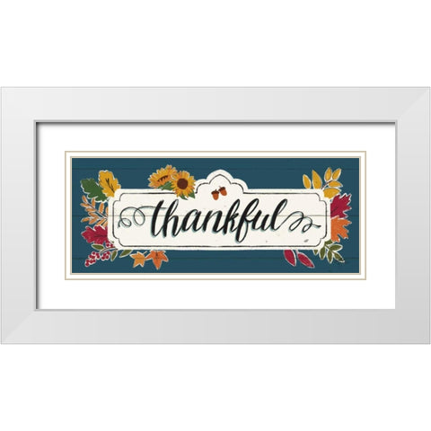 Thankful IV Blue White Modern Wood Framed Art Print with Double Matting by Penner, Janelle