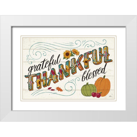 Thankful I White White Modern Wood Framed Art Print with Double Matting by Penner, Janelle