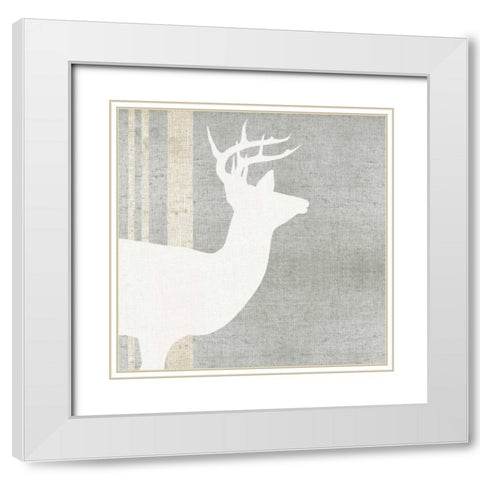 Woodland Animal I White Modern Wood Framed Art Print with Double Matting by Wild Apple Portfolio
