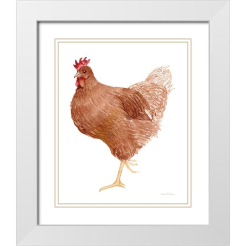 Life on the Farm Chicken Element IV White Modern Wood Framed Art Print with Double Matting by McKenna, Kathleen Parr