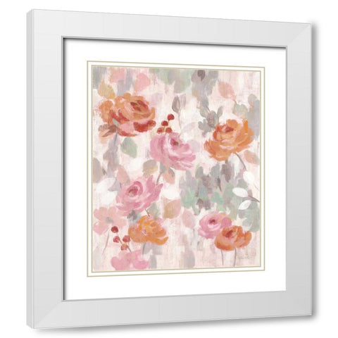 Pastel Brocade I White Modern Wood Framed Art Print with Double Matting by Vassileva, Silvia