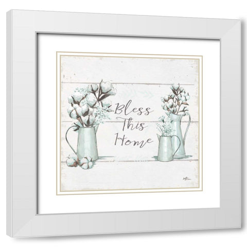 Blessed I v2 Square White Modern Wood Framed Art Print with Double Matting by Penner, Janelle