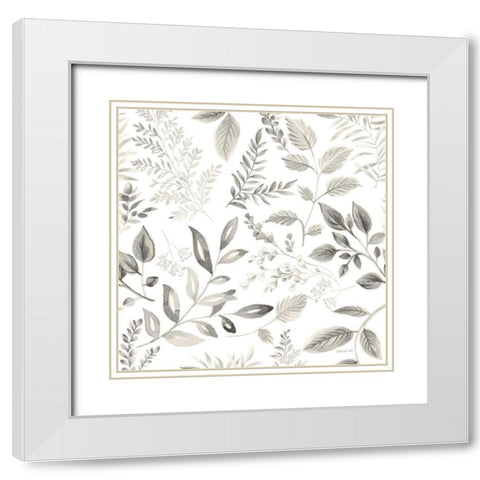 Sketchbook Garden Pattern III White Modern Wood Framed Art Print with Double Matting by Nai, Danhui