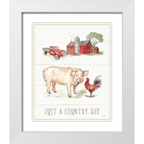 Country Life II White Modern Wood Framed Art Print with Double Matting by Tavoletti, Anne