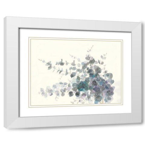 Scented Sprig I White Modern Wood Framed Art Print with Double Matting by Nai, Danhui