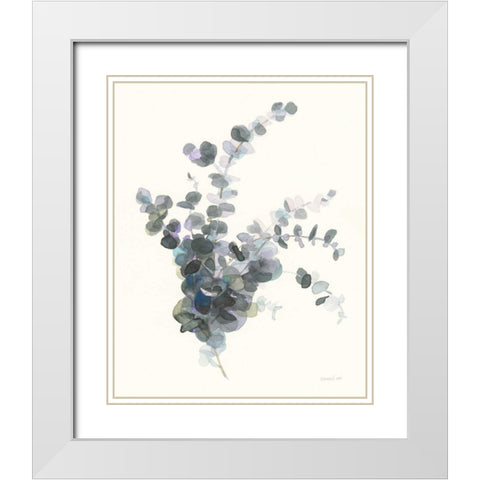 Scented Sprig II White Modern Wood Framed Art Print with Double Matting by Nai, Danhui