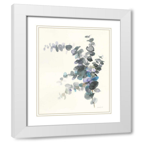 Scented Sprig III White Modern Wood Framed Art Print with Double Matting by Nai, Danhui