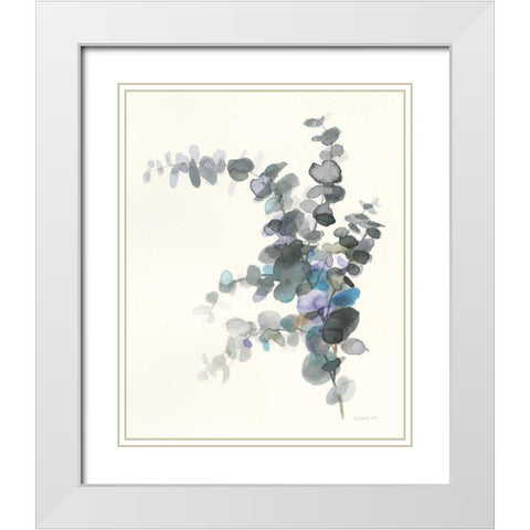 Scented Sprig III White Modern Wood Framed Art Print with Double Matting by Nai, Danhui