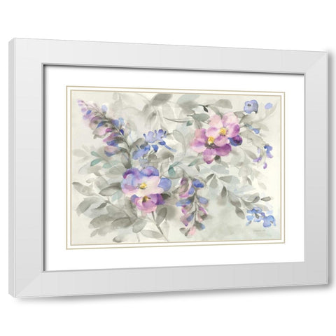 Garden Dreams White Modern Wood Framed Art Print with Double Matting by Nai, Danhui