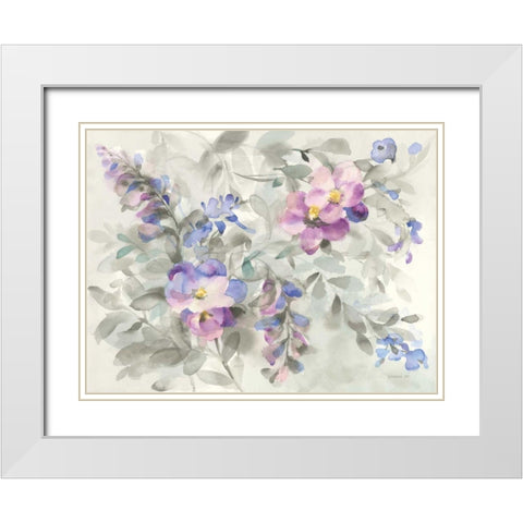 Garden Dreams White Modern Wood Framed Art Print with Double Matting by Nai, Danhui