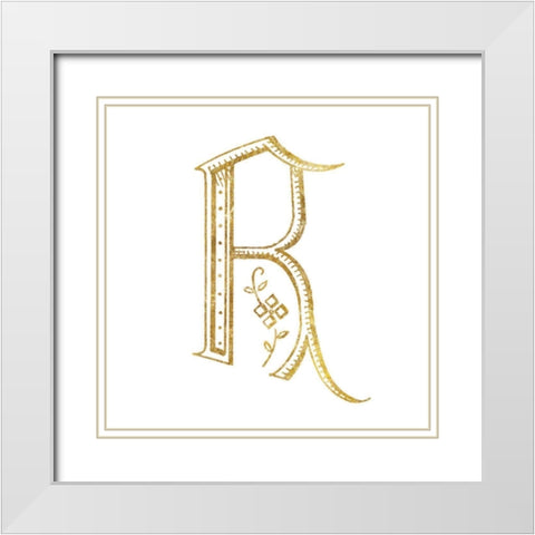French Sewing Letter R White Modern Wood Framed Art Print with Double Matting by Wild Apple Portfolio
