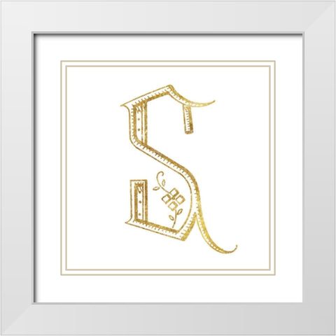 French Sewing Letter S White Modern Wood Framed Art Print with Double Matting by Wild Apple Portfolio