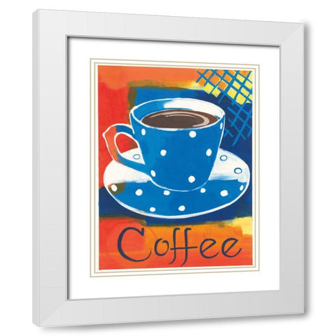 Blue Cup Coffee II White Modern Wood Framed Art Print with Double Matting by Lovell, Kathrine