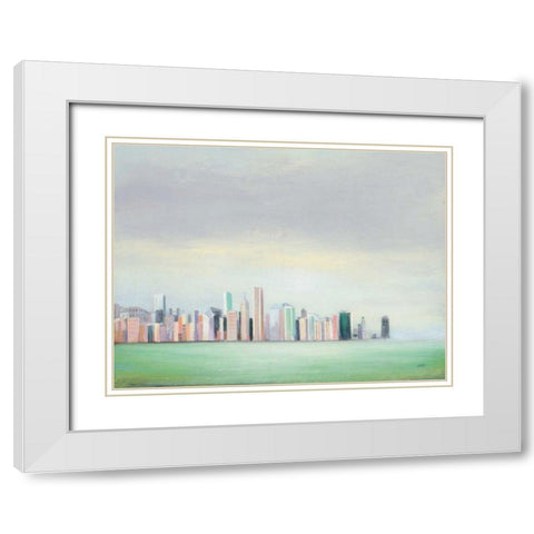 New York Skyline White Modern Wood Framed Art Print with Double Matting by Purinton, Julia