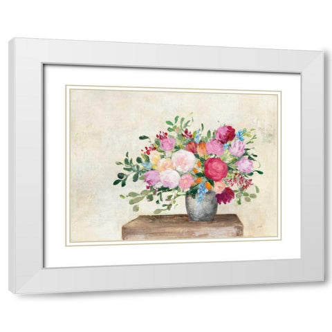 Farmhouse Bouquet White Modern Wood Framed Art Print with Double Matting by Purinton, Julia