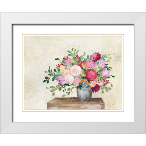 Farmhouse Bouquet White Modern Wood Framed Art Print with Double Matting by Purinton, Julia