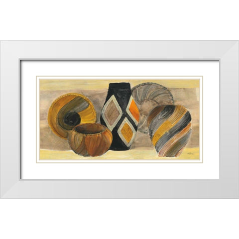 Swirling Still Life White Modern Wood Framed Art Print with Double Matting by Hristova, Albena
