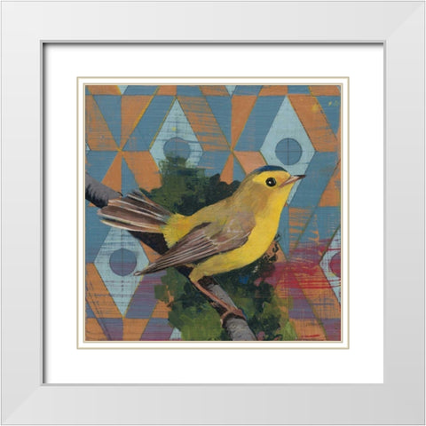Wilsons Warbler White Modern Wood Framed Art Print with Double Matting by Lovell, Kathrine