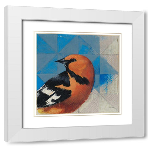 Oriole White Modern Wood Framed Art Print with Double Matting by Lovell, Kathrine