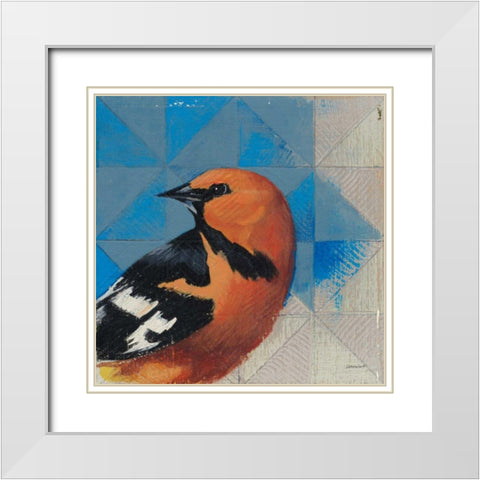 Oriole White Modern Wood Framed Art Print with Double Matting by Lovell, Kathrine