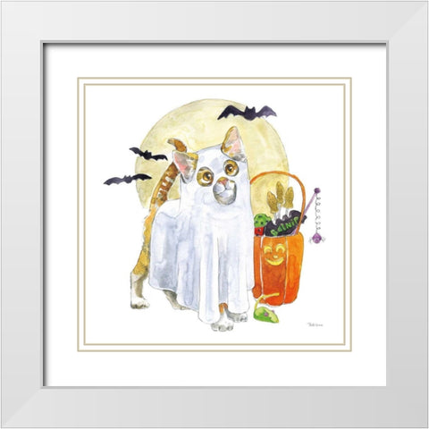 Halloween Pets V White Modern Wood Framed Art Print with Double Matting by Grove, Beth