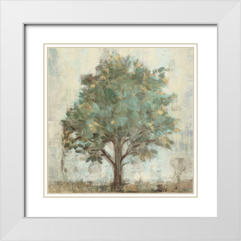 Verdi Trees I White Modern Wood Framed Art Print with Double Matting by Vassileva, Silvia