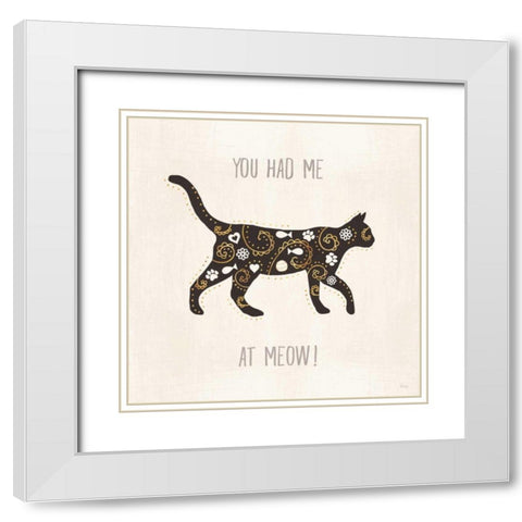 Otomi Cats IV Neutral White Modern Wood Framed Art Print with Double Matting by Charron, Veronique