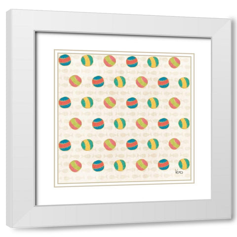 Otomi Cats Step 02A White Modern Wood Framed Art Print with Double Matting by Charron, Veronique