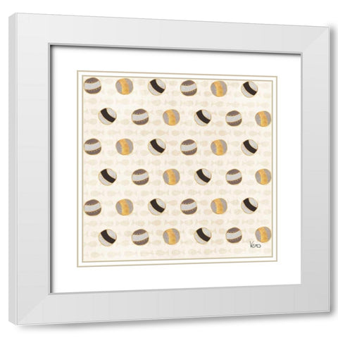 Otomi Cats Step 02A Neutral White Modern Wood Framed Art Print with Double Matting by Charron, Veronique