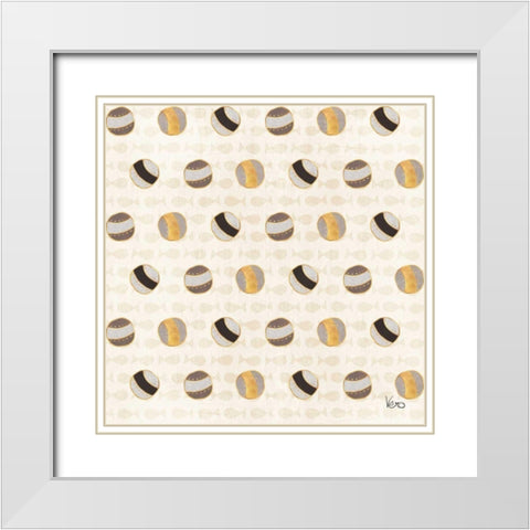 Otomi Cats Step 02A Neutral White Modern Wood Framed Art Print with Double Matting by Charron, Veronique