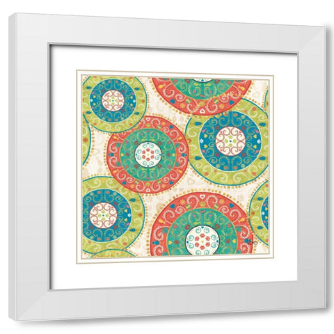 Otomi Cats Step 06A White Modern Wood Framed Art Print with Double Matting by Charron, Veronique