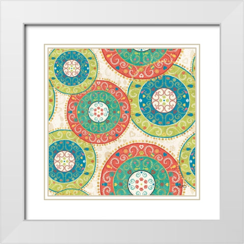 Otomi Cats Step 06A White Modern Wood Framed Art Print with Double Matting by Charron, Veronique