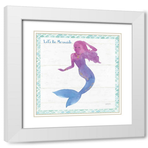 Mermaid Friends III Lets Be White Modern Wood Framed Art Print with Double Matting by Jackson, Jenaya