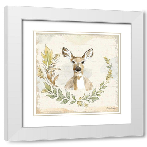 Woodland Wreath VII White Modern Wood Framed Art Print with Double Matting by Grove, Beth