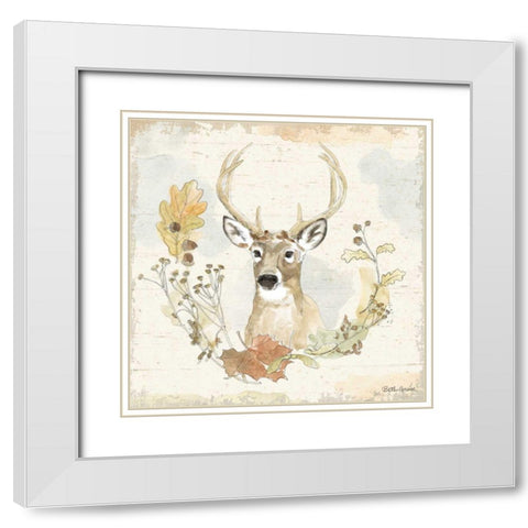 Woodland Wreath VIII White Modern Wood Framed Art Print with Double Matting by Grove, Beth