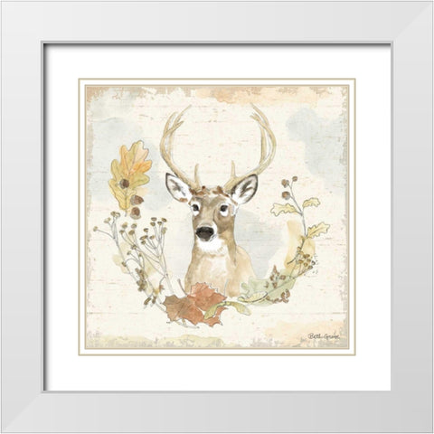 Woodland Wreath VIII White Modern Wood Framed Art Print with Double Matting by Grove, Beth