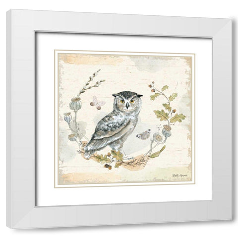 Woodland Wreath IX White Modern Wood Framed Art Print with Double Matting by Grove, Beth