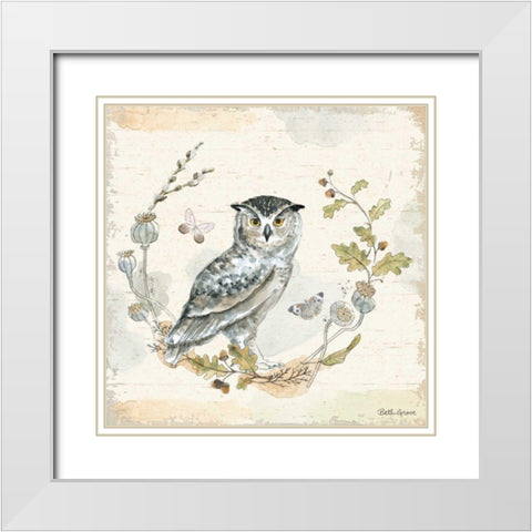 Woodland Wreath IX White Modern Wood Framed Art Print with Double Matting by Grove, Beth