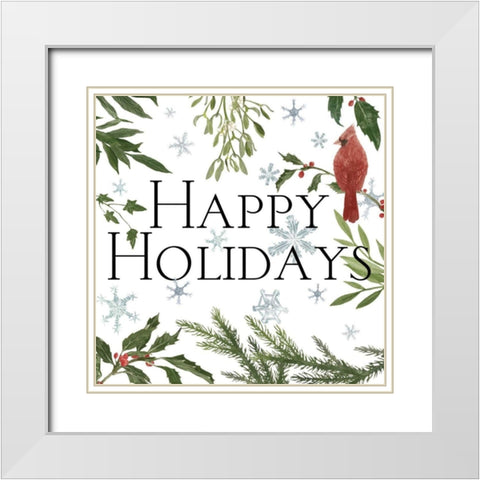 Peace and Joy cardinal III White Modern Wood Framed Art Print with Double Matting by Miller, Sara Zieve
