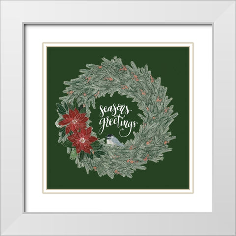 Woodland Wreath II Green White Modern Wood Framed Art Print with Double Matting by Miller, Sara Zieve