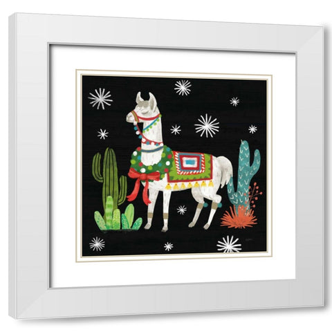 Lovely Llamas V Christmas Black White Modern Wood Framed Art Print with Double Matting by Urban, Mary