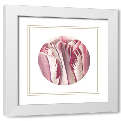 Tulips Circle White Modern Wood Framed Art Print with Double Matting by Wild Apple Portfolio