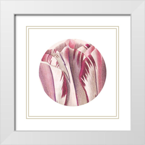 Tulips Circle White Modern Wood Framed Art Print with Double Matting by Wild Apple Portfolio