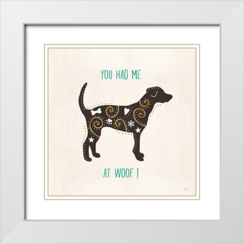 Otomi Dogs IV White Modern Wood Framed Art Print with Double Matting by Charron, Veronique